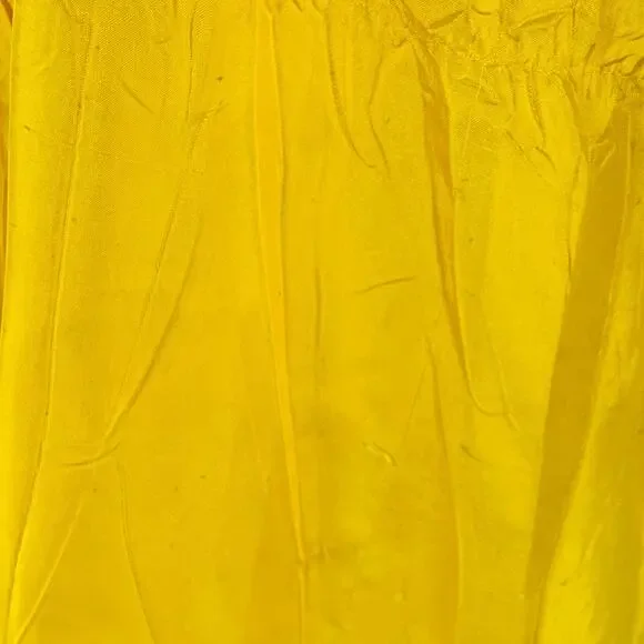 XS Yellow Wrinkled Polyester Nehru Collar Oversized Long Sleeve Shirt